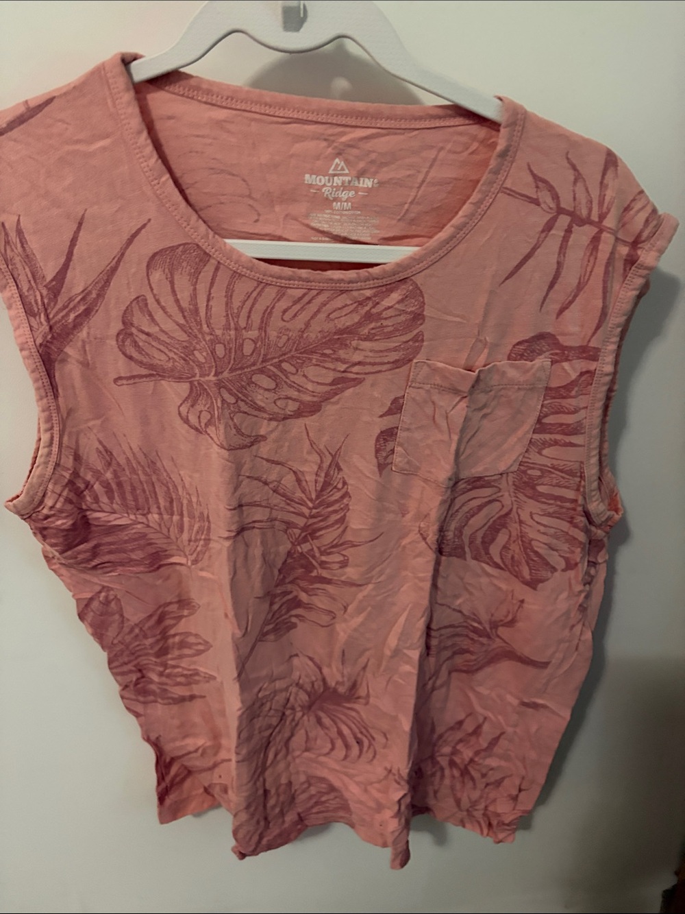 Mountain Ridge Pink Tropical Print Pocket Tank